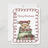 Cute Fox In Santa's Sack of Presents Feestdagenkaart (Voorkant)