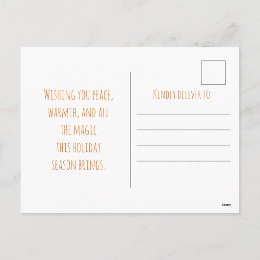 Cute fox in warm sweater roasting marshmallows,  feestdagenkaart (Achterkant)