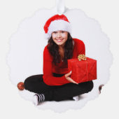 Cute Fox in Winter Woodland Merry and Bright Photo Ornament Kaart (Achterkant)