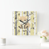 Cute Fox in Woodland Setting Vierkante Klok (Huis)