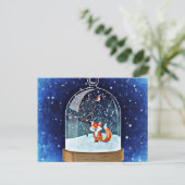 Cute fox inside a snow globe briefkaart (Staand voorkant)