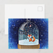 Cute fox inside a snow globe briefkaart (Voorkant / Achterkant)