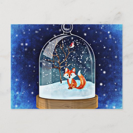 Cute fox inside a snow globe briefkaart (Voorkant)
