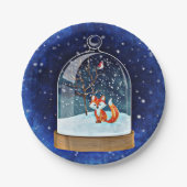 Cute fox inside a snow globe papieren bordje (Voorkant)