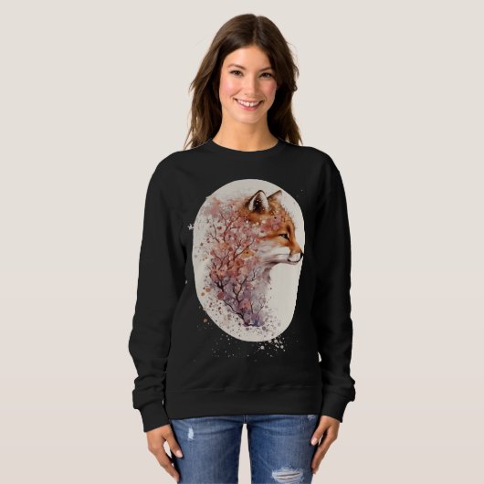 Cute Fox Japanese Cherry Blossom Sakura Trui (Voorkant volledig)