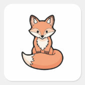 Cute Fox – Kawaii Illustration Vierkante Sticker (Voorkant)