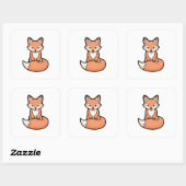 Cute Fox – Kawaii Illustration Vierkante Sticker (Vel)