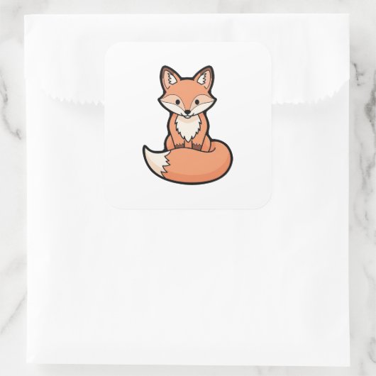 Cute Fox – Kawaii Illustration Vierkante Sticker (Tas)