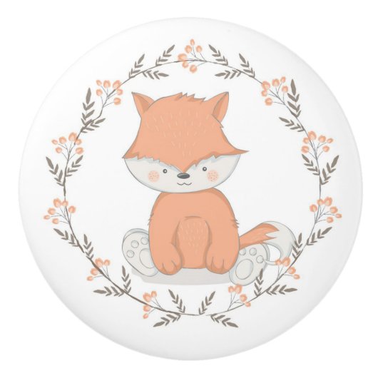 Cute Fox Keramische Knop (Voorkant)