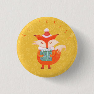 Cute Fox kerstButton Ronde Button 3,2 Cm