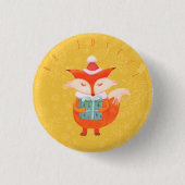 Cute Fox Kerstmis Button (Voorkant)