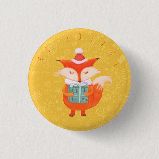 Cute Fox Kerstmis Button (Voorkant)