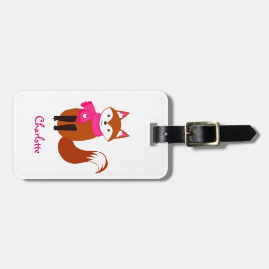 Cute Fox Kerstmis Kinder Bagagelabel (Voorkant horizontaal)