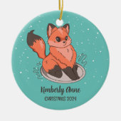 Cute Fox Kerstmis Snowy Winter Holiday Keramiek Keramisch Ornament (Voorkant)