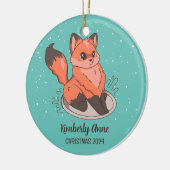 Cute Fox Kerstmis Snowy Winter Holiday Keramiek Keramisch Ornament (Links)