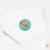 Cute Fox Kerstmis Snowy Winter Holiday Ronde Sticker (Envelop)