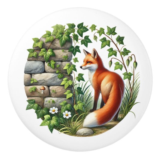 Cute fox kids room  keramische knop (Voorkant)