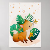 Cute Fox Kinder Room Poster Stars Nursery Print (Voorkant)