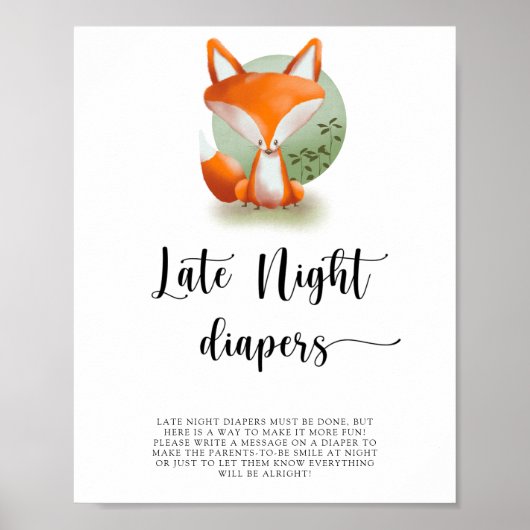 Cute Fox \ Late night diapers game Poster (Voorkant)
