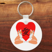 Cute Fox Love Heart Sleutelhanger (Voorkant)