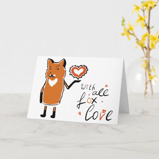 Cute Fox Love Valentijn Card Kaart (Gele Bloem)