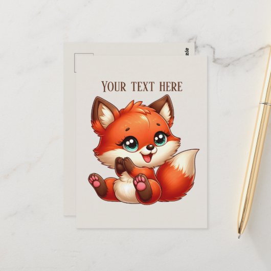 Cute fox lovers customizable  briefkaart (Voorkant / Achterkant in situ)