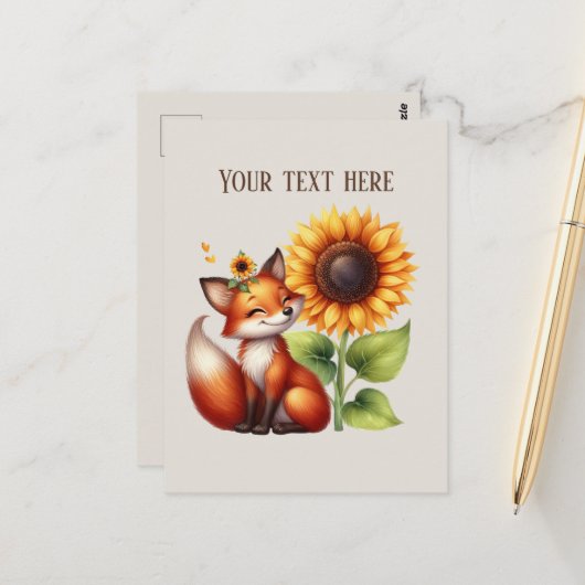 Cute fox lovers customizable  briefkaart (Voorkant / Achterkant in situ)