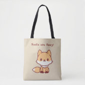 Cute Fox met aangepaste tekst Tote Bag (Voorkant)