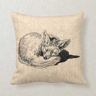 Cute Fox met Beige Script Background Art Kussen