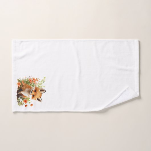 Cute Fox met bloemen Bad Handdoek (Handdoek)