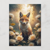 Cute Fox met bloemen Briefkaart (Voorkant)