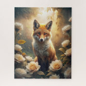 Cute Fox met bloemen Legpuzzel (Verticaal)