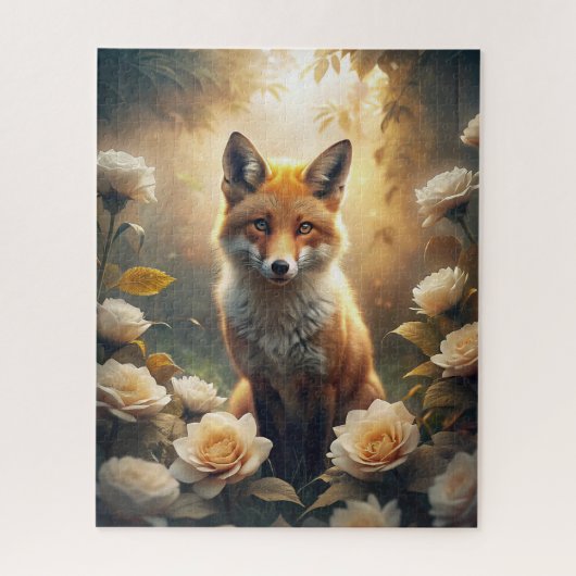 Cute Fox met bloemen Legpuzzel (Verticaal)