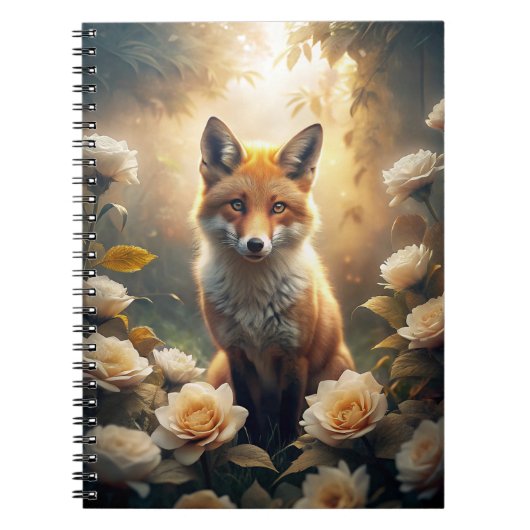 Cute Fox met bloemen Notitieboek (Voorkant)