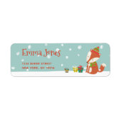 Cute Fox met Cadeaus | Aqua Green Kerstmis Etiket (Voorkant)