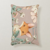 Cute Fox met Floral Wreath Script Nursery Accent Kussen (Voorkant(Verticaal))