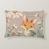 Cute Fox met Floral Wreath Script Nursery Accent Kussen (Achterkant)