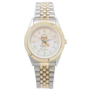 Cute Fox met Glasses Wiskunde Teacher Roman Numeri Horloge