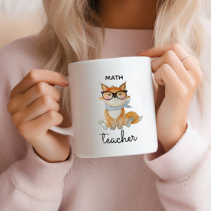 Cute Fox met Glasses Wiskunde Teacher Tweekleurige Koffiemok
