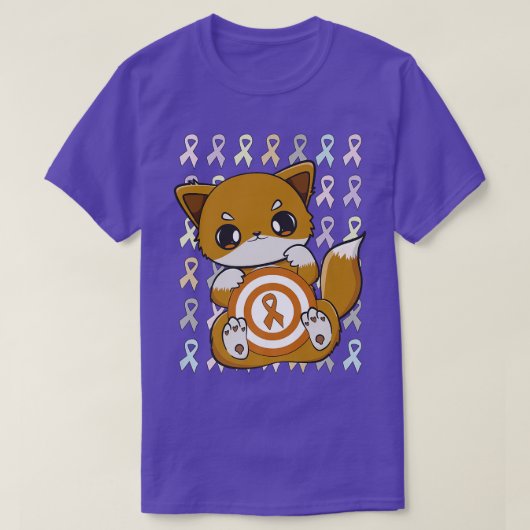Cute Fox met Oranje lint voor leukemiebewustzijn T-shirt (Design voorkant)