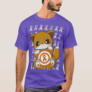 Cute Fox met Oranje lint voor leukemiebewustzijn T-shirt