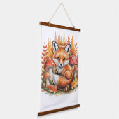 Cute fox mushrooms woodland  hangend wandkleed (Gebogen)