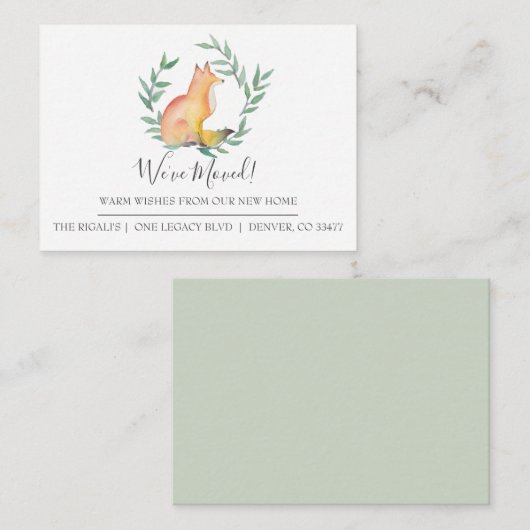 Cute Fox New Home Moving Announge Informatiekaartje (Voorkant / Achterkant)