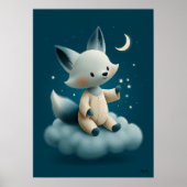 Cute Fox on Cloud Nursery Bedtime Poster (Voorkant)