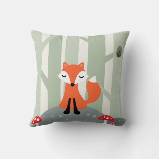 Cute fox op een rots in het bos kussen (Achterkant)