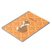 Cute Fox op Oranje gepatterde achtergrond Notitieboek (Linkerzijde)
