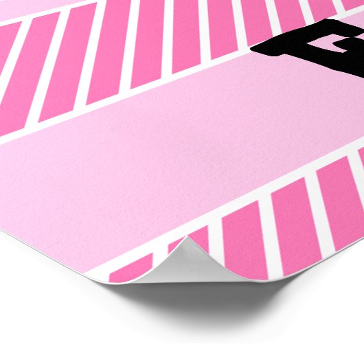 Cute Fox op roze & witte strepen Poster (Hoek)