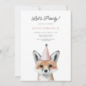 Cute Fox Party Pet Woodland Birthday Kaart (Voorkant)