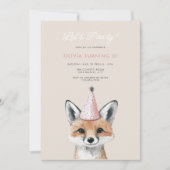 Cute Fox Party Pet Woodland Birthday Kaart (Voorkant)