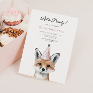 Cute Fox Party Pet Woodland Birthday Kaart